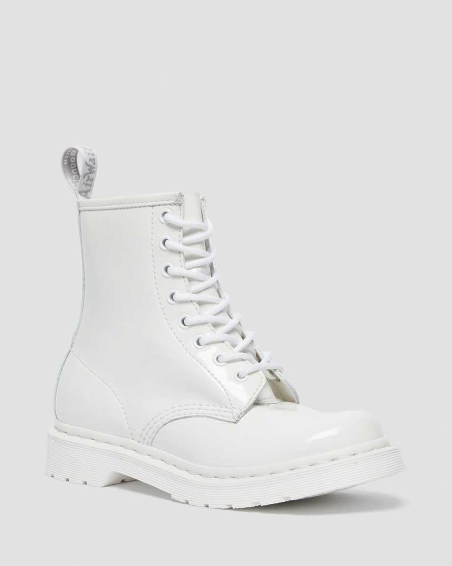 Dr. Martens 1460 Mono Patent Nahka Naisten Nauhalliset Nilkkurit - Valkoinen Nilkkurit [087-KXAZJN]